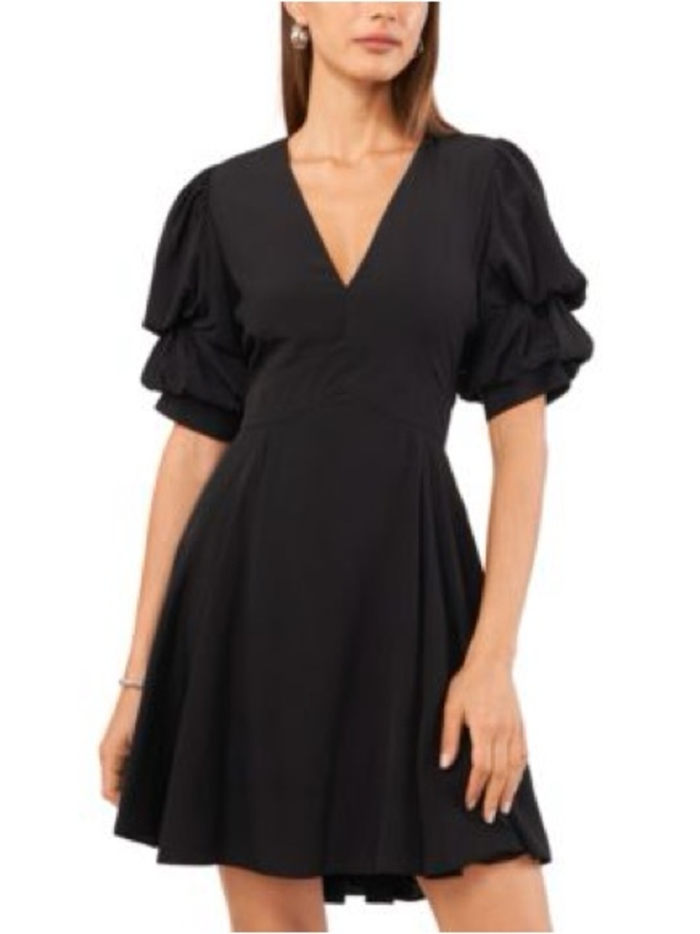 1.STATE
Women's V-Neck Tiered Bubble Puff Short-Sleeve Mini Dress